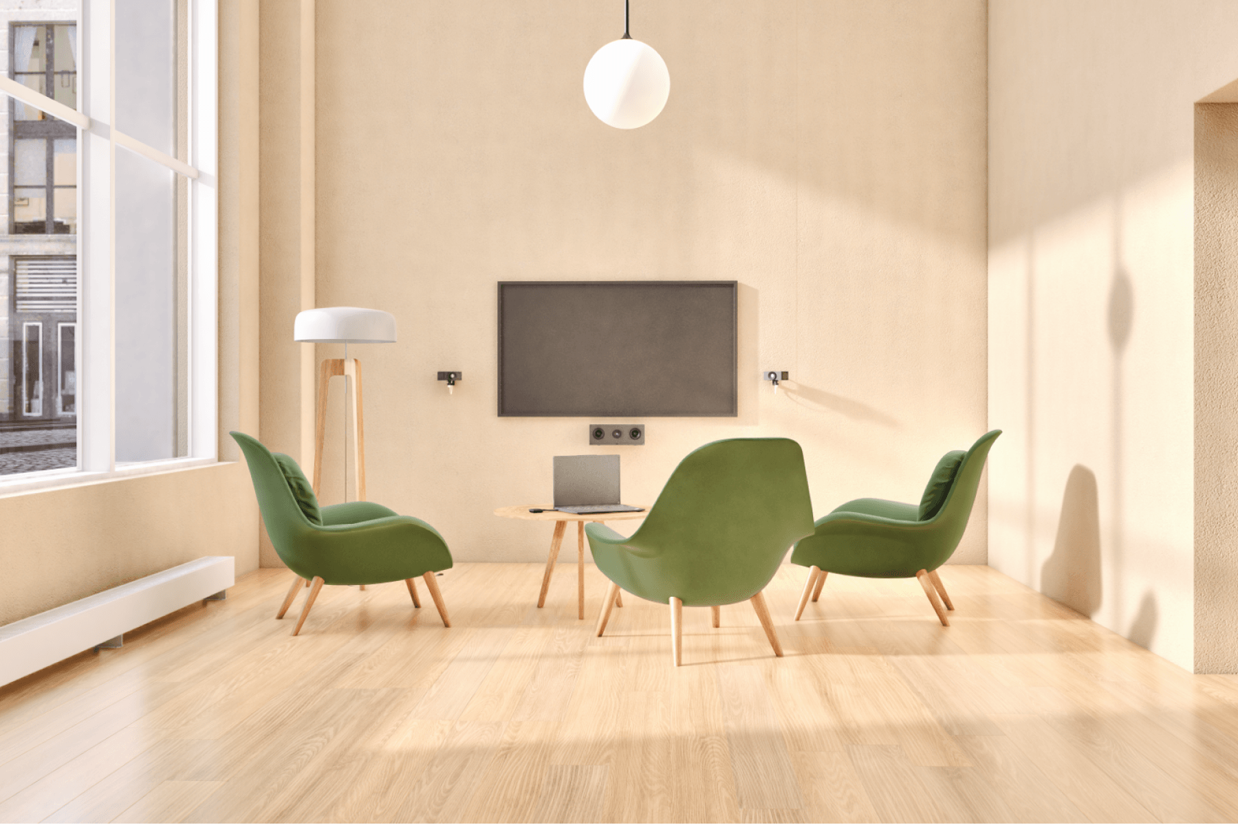 Small meeting room with Huddly C1 + Barco ClickShare CX20