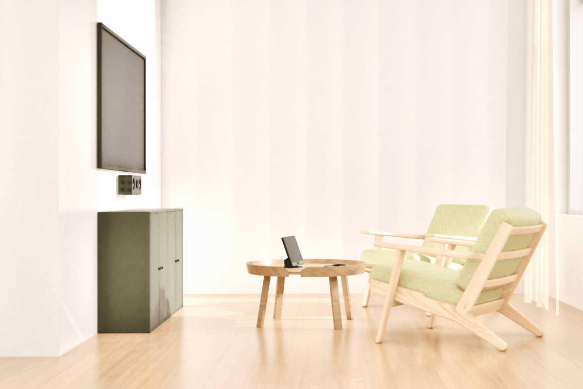 Small meeting room with Huddly C1 + Barco ClickShare CX20