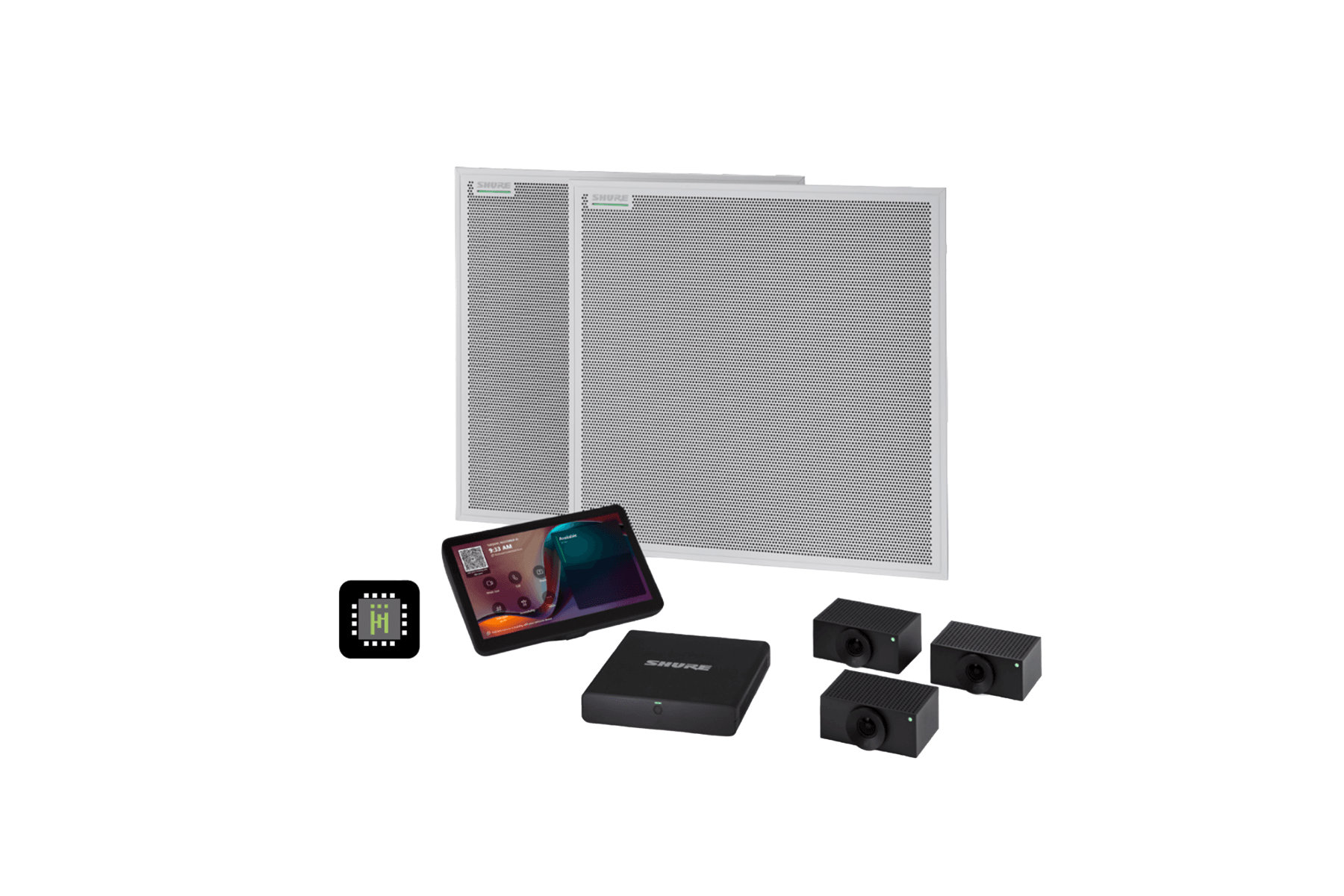 Kit for reconfigurable rooms with Huddly Crew + IntelliMix Foundation System + MXA902