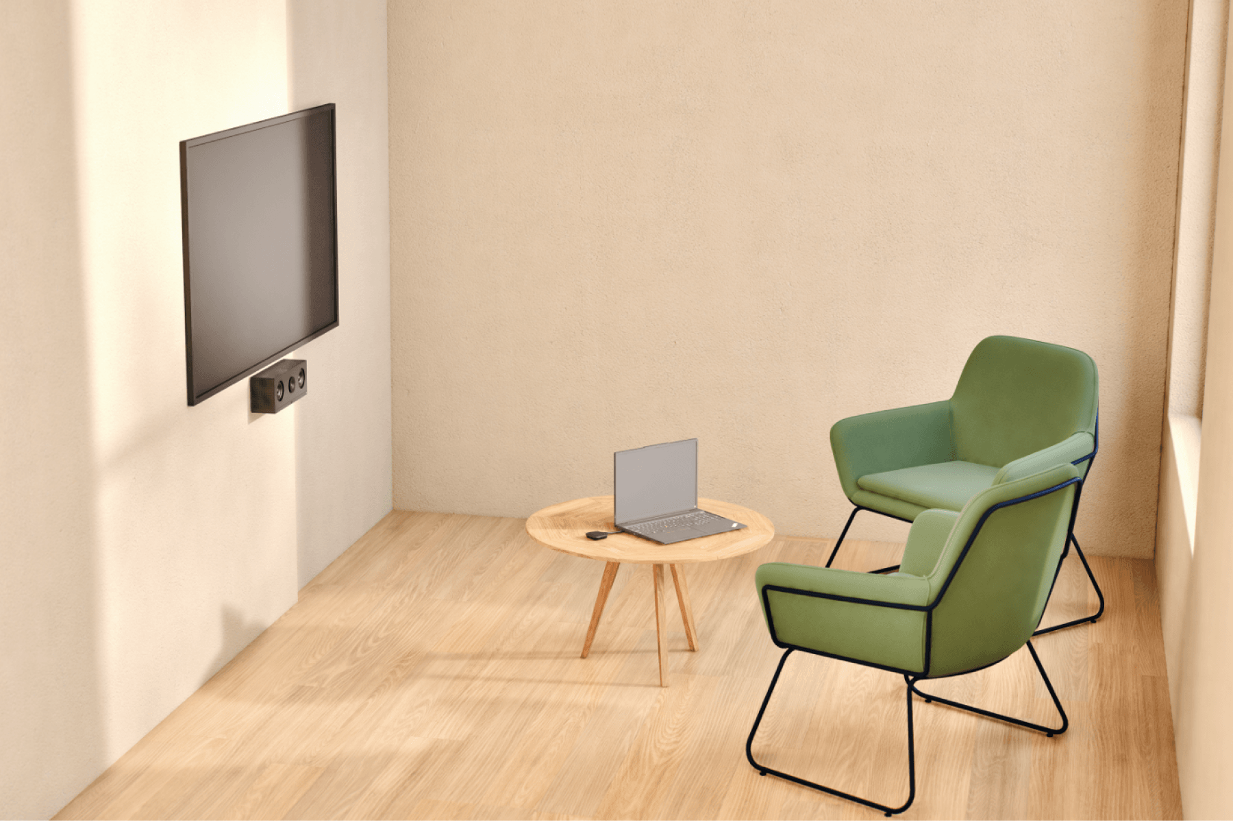 Small meeting room with Huddly C1 + Barco ClickShare CX20