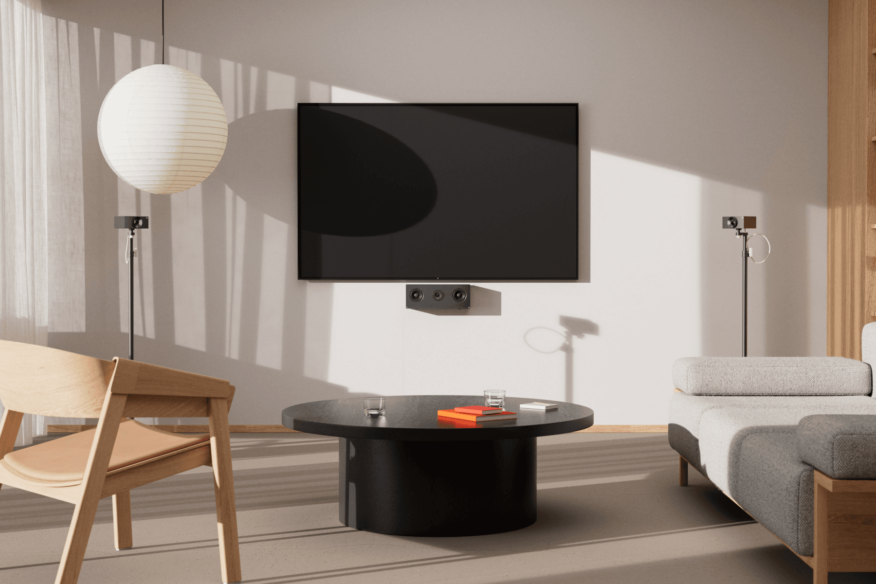 Huddly C1 Crew multi-camera system with integrated audio. In a soft meeting space.